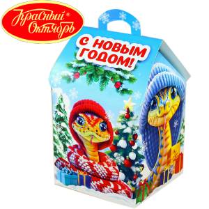 Сладкий подарок на Новый Год в картонной упаковке весом 600 грамм по цене 654 руб в Коломне